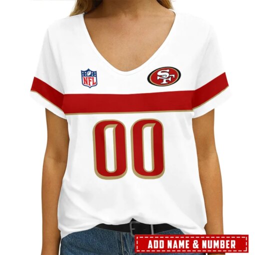 San Francisco 49ers Personalized V-neck Women T-shirt AGCWTS248