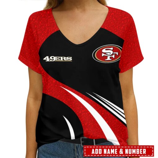 San Francisco 49ers Personalized V-neck Women T-shirt AGCWTS293