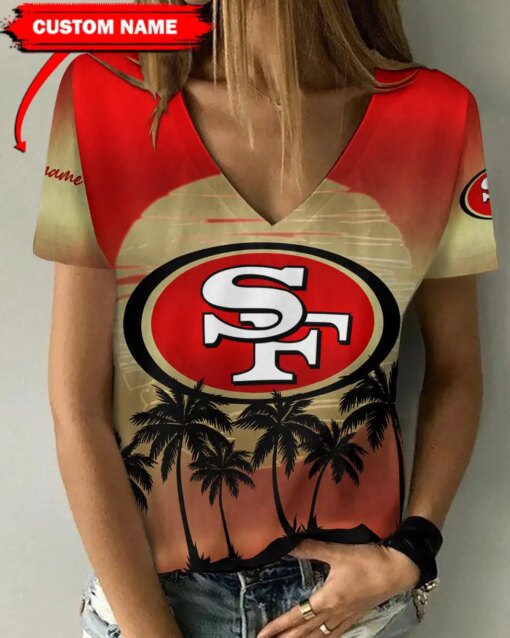 San Francisco 49ers Personalized V-neck Women T-shirt BG432