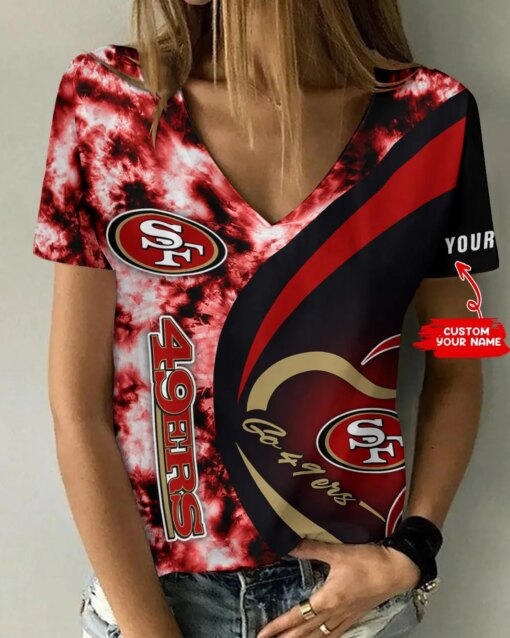 San Francisco 49ers Personalized V-neck Women T-shirt BG473