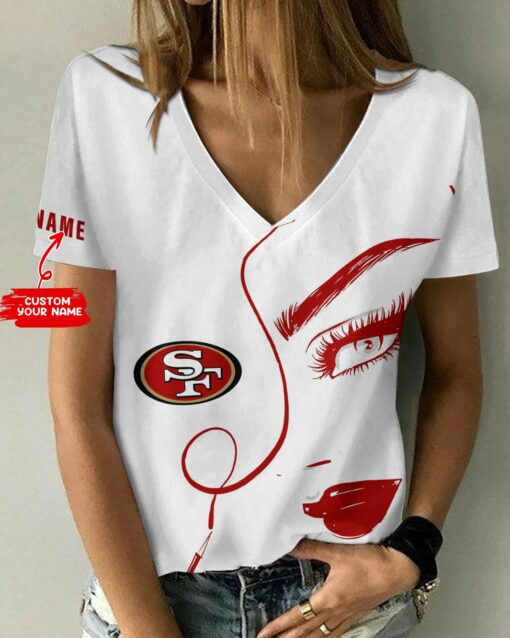 San Francisco 49ers Personalized V-neck Women T-shirt BG508