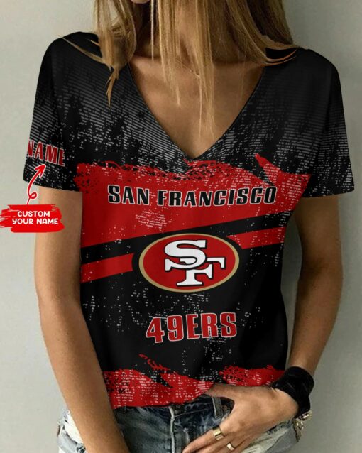 San Francisco 49ers Personalized V-neck Women T-shirt BG629