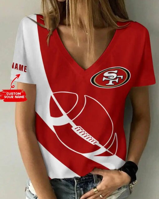 San Francisco 49ers Personalized V-neck Women T-shirt BG649