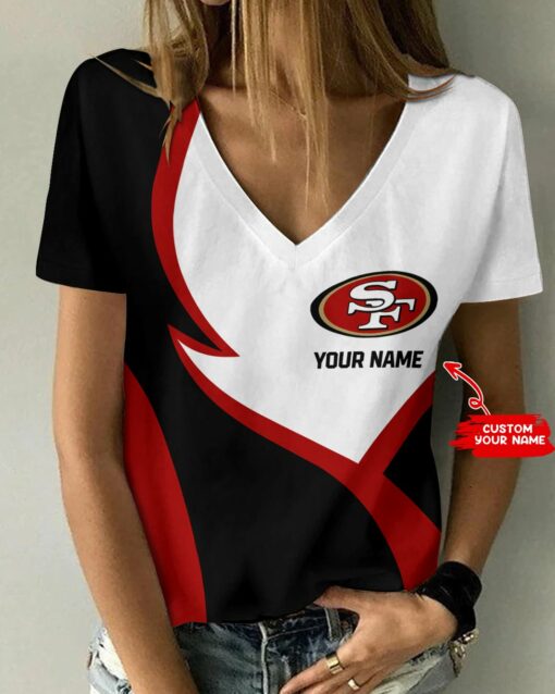 San Francisco 49ers Personalized V-neck Women T-shirt BG685