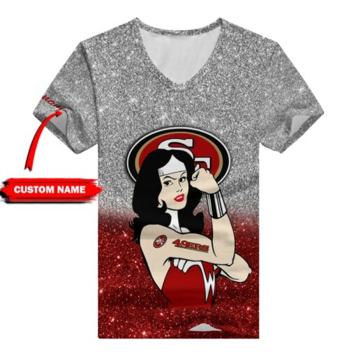 San Francisco 49ers Personalized V-neck Women T-shirt BG763