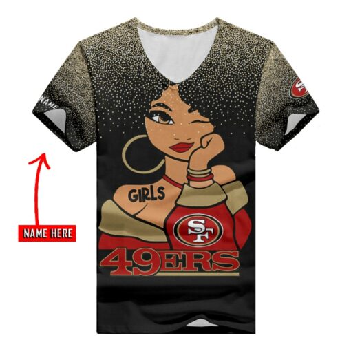 San Francisco 49ers Personalized V-neck Women T-shirt BG841