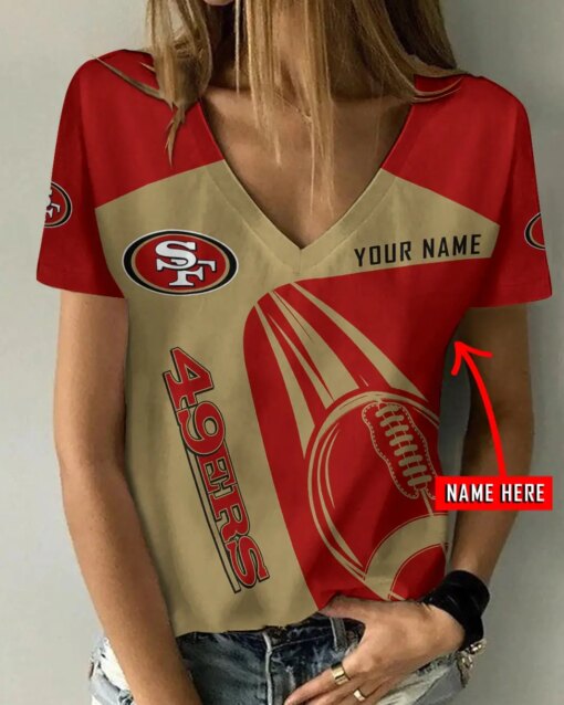 San Francisco 49ers Personalized V-neck Women T-shirt BG909