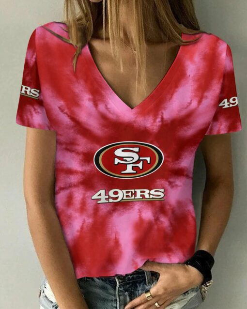 San Francisco 49ers Summer V-neck Women T-shirt 120