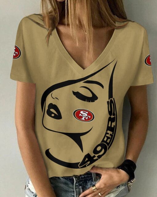 San Francisco 49ers Summer V-neck Women T-shirt 128