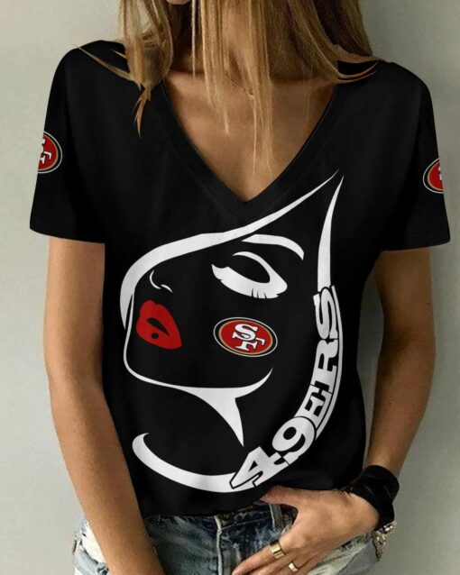 San Francisco 49ers Summer V-neck Women T-shirt 128