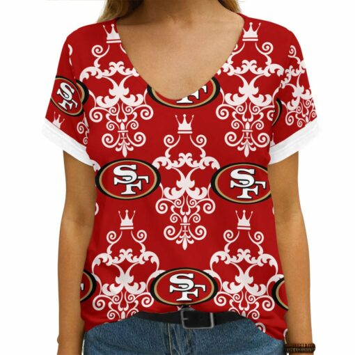 San Francisco 49ers Summer V-neck Women T-shirt