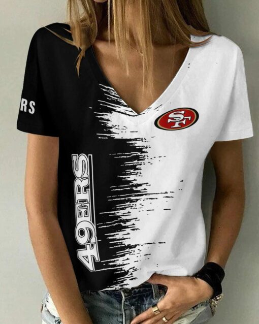 San Francisco 49ers Summer V-neck Women T-shirt BG01