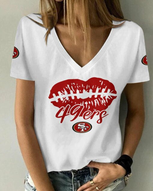 San Francisco 49ers Summer V-neck Women T-shirt BG205