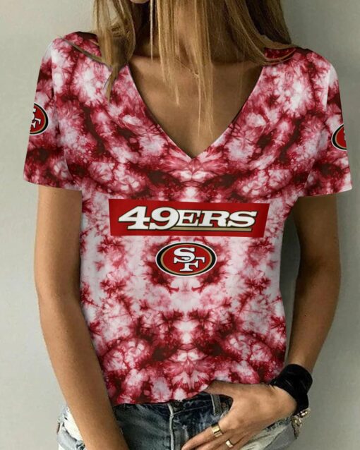 San Francisco 49ers Summer V-neck Women T-shirt BG212