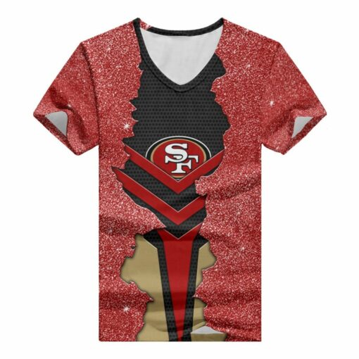 San Francisco 49ers Summer V-neck Women T-shirt BG322