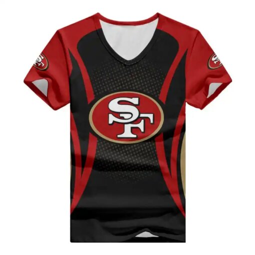 San Francisco 49ers Summer V-neck Women T-shirt BG390