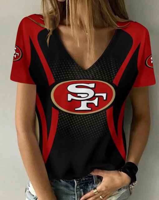 San Francisco 49ers Summer V-neck Women T-shirt BG390