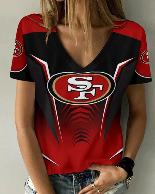 San Francisco 49ers V-neck Women T-shirt AGC19