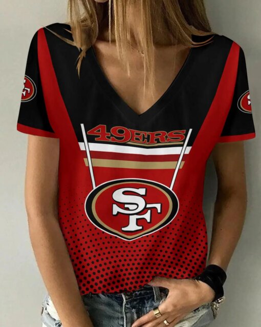 San Francisco 49ers V-neck Women T-shirt BG644