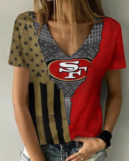 San Francisco 49ers V-neck Women T-shirt BG754