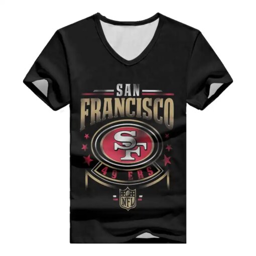 San Francisco 49ers V-neck Women T-shirt BG781