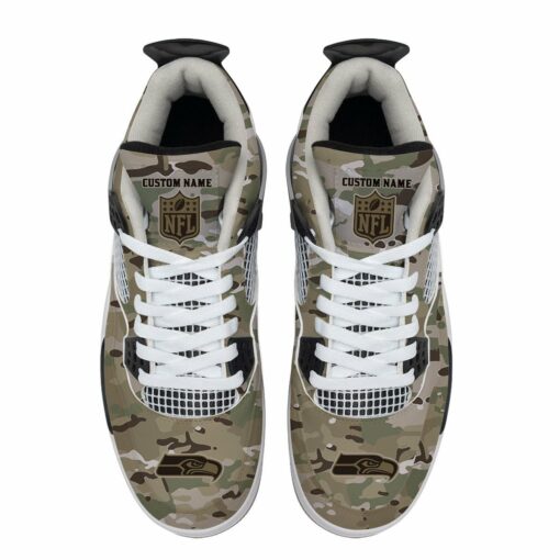 Seattle Seahawks Camo Personalized AJ4 Sneaker BG06