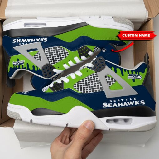 Seattle Seahawks Personalized AJ4 Sneaker BG157