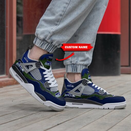 Seattle Seahawks Personalized AJ4 Sneaker BG222