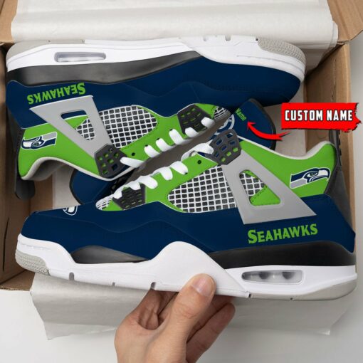 Seattle Seahawks Personalized AJ4 Sneaker BG39