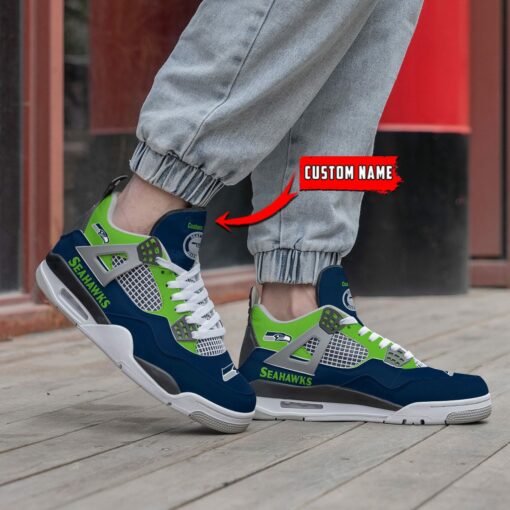 Seattle Seahawks Personalized AJ4 Sneaker BG39