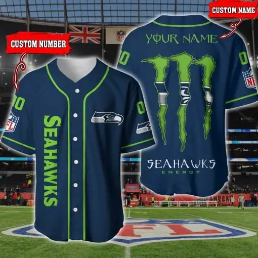 Seattle Seahawks Personalized Baseball Jersey BG170