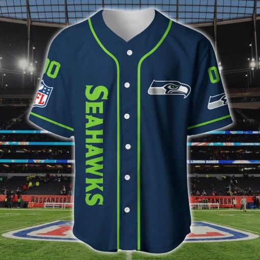 Seattle Seahawks Personalized Baseball Jersey BG170