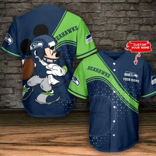 Seattle Seahawks Personalized Baseball Jersey BG346