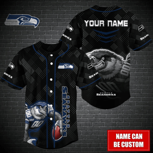 Seattle Seahawks Personalized Baseball Jersey BG376