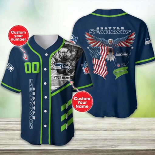 Seattle Seahawks Personalized Baseball Jersey BG416