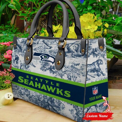 Seattle Seahawks Personalized Leather Hand Bag BB309