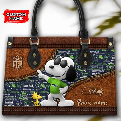 Seattle Seahawks Personalized Leather Hand Bag BBLTHB564