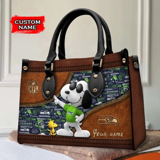 Seattle Seahawks Personalized Leather Hand Bag BBLTHB564