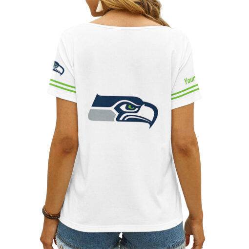 Seattle Seahawks Personalized V-neck Women T-shirt AGCWTS208