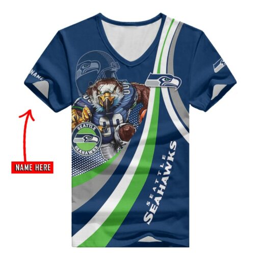 Seattle Seahawks Personalized V-neck Women T-shirt BG897