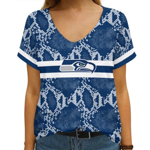 Seattle Seahawks V-neck Women T-shirt