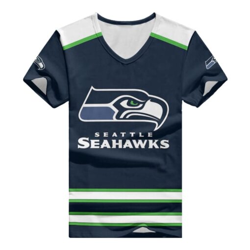 Seattle Seahawks V-neck Women T-shirt BG750