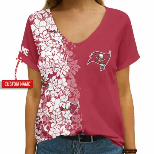 Tampa Bay Buccaneers Personalized V-neck Women T-shirt