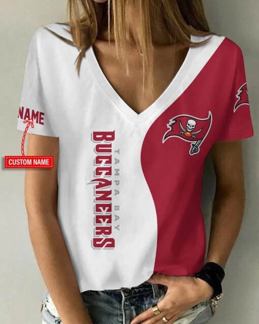 Tampa Bay Buccaneers Personalized V-neck Women T-shirt