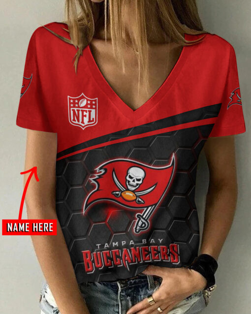 Tampa Bay Buccaneers Personalized V-neck Women T-shirt AGC40