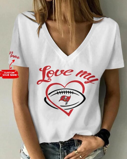 Tampa Bay Buccaneers Personalized V-neck Women T-shirt AGC46