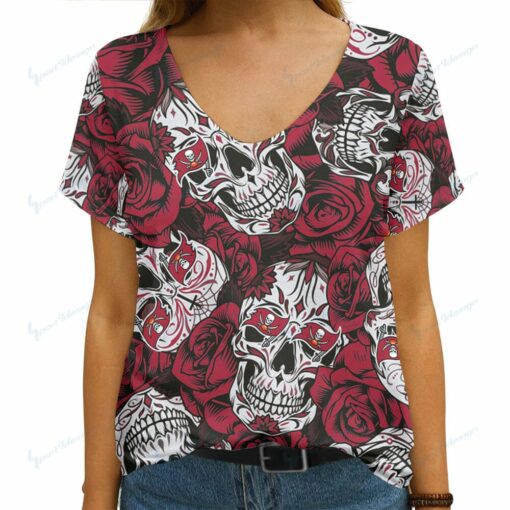 Tampa Bay Buccaneers Summer V-neck Women T-shirt 9