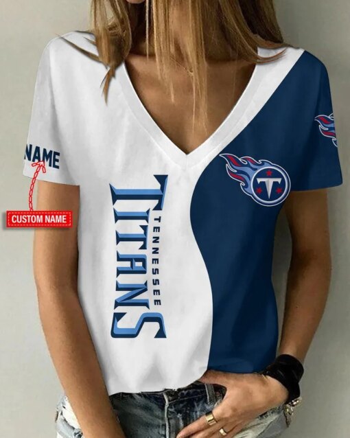 Tennessee Titans Personalized V-neck Women T-shirt