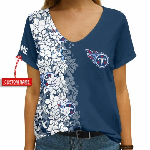 Tennessee Titans Personalized V-neck Women T-shirt