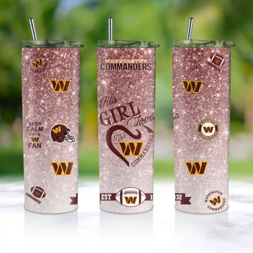 Washington Commanders Glitter Tumbler With Stainless Steel Straw BG65